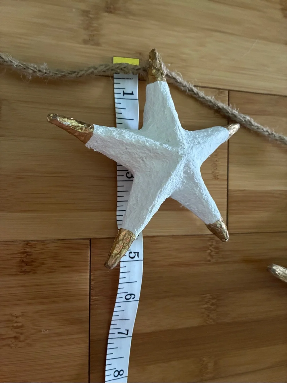 Anthropologie Stars and Orbs Christmas Garland White Metallic Gold 72